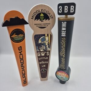 Beer Tap Handles Set - Black, Orange, Wood